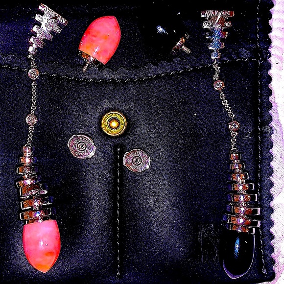 18K AVAKIAN RIVIERA Earrings w/ Pink Opal & Onyx - Picture 4 of 16